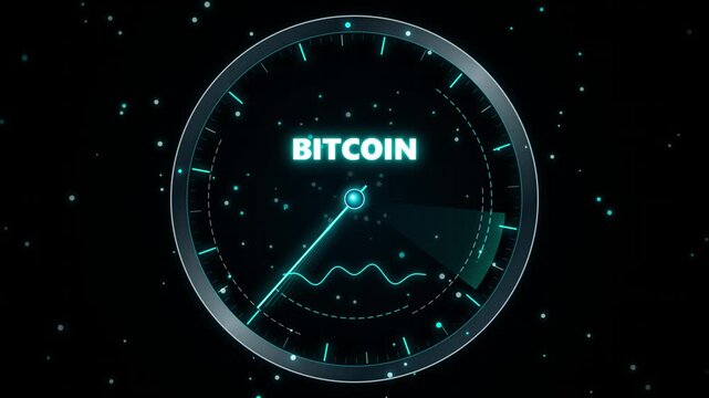 Modern digital speedometer style Bitcoin cryptocurrency graphic design illustration