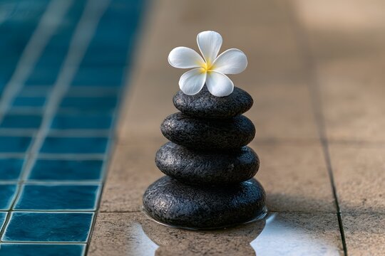 Close perspective on four smooth spa stones