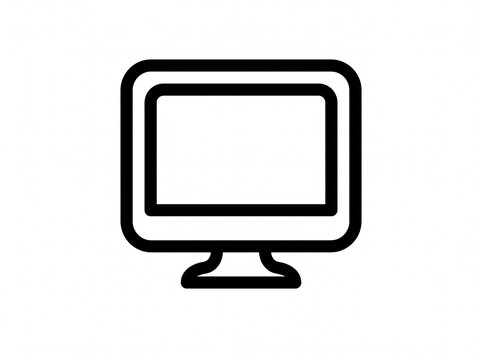 Simple computer monitor outline icon for user interface with desktop screen
