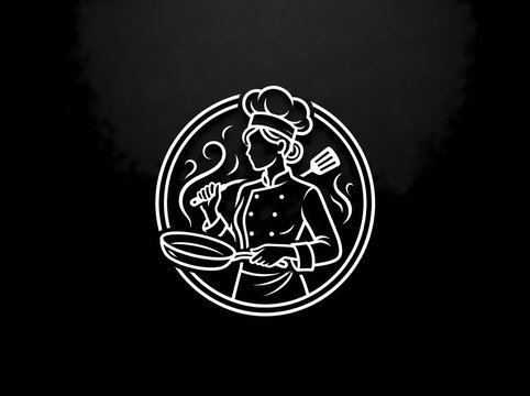 Female chef cooking logo.