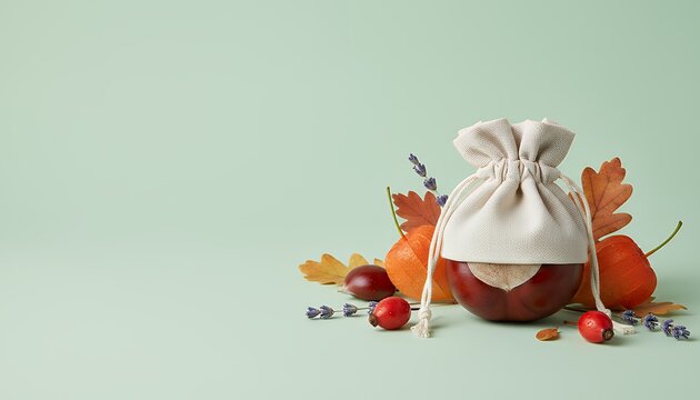 どんぐりと紅葉に囲まれた秋のギフト袋