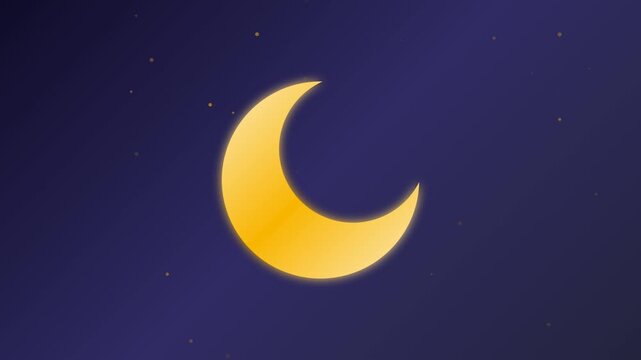 Night Sky with Crescent Moon in Deep Blue Atmosphere.