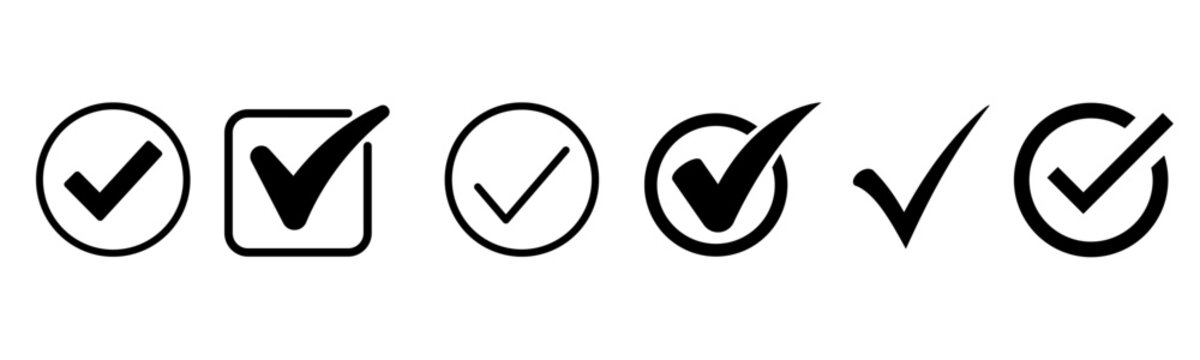 Check mark icon set. editable checkbox symbols and approval ticks. vector set