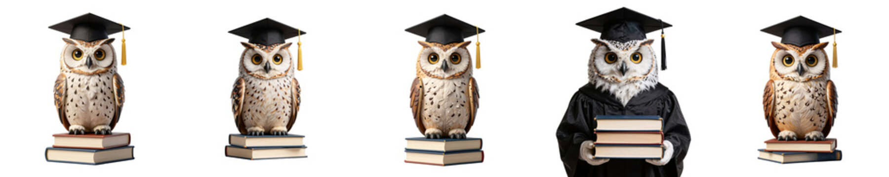 Group of wise owls symbolizing education and academic achievement in dark background