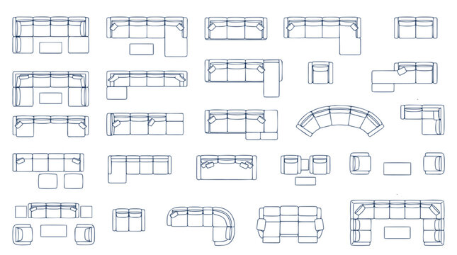 sofa sectional furniture floor plan line art collection for interior design
