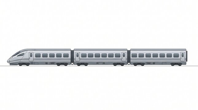 Modern high speed passenger train isolated on a clean white background
