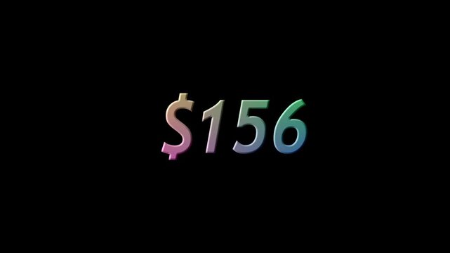 0 to 280 Dollar Price Number Animation with Colorful Gradient Text on Black Background 4K Motion Graphics