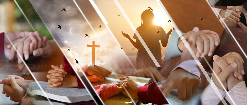 Christian Religion concept background. card design template.	
