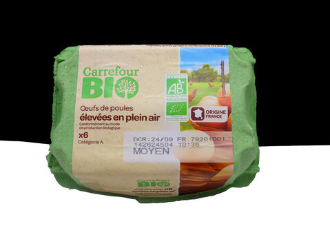 6 oeufs moyen bio de carrefour