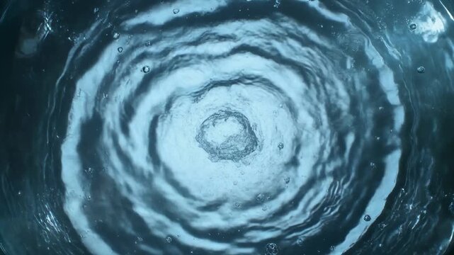 Abstract blue water vortex with swirling patterns in cinematic motion