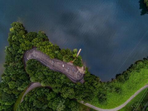 Lake Santeetlah aerial landscape of mountain forest