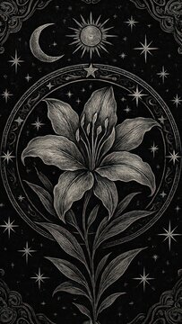 Celestial floral black elegant mobile wallpaper