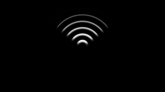 White color radio waves seamless animation video footage sound wave signal, radar, wave Animation of circular electric wave spreading with transparent channel network tower produced radio wave concept