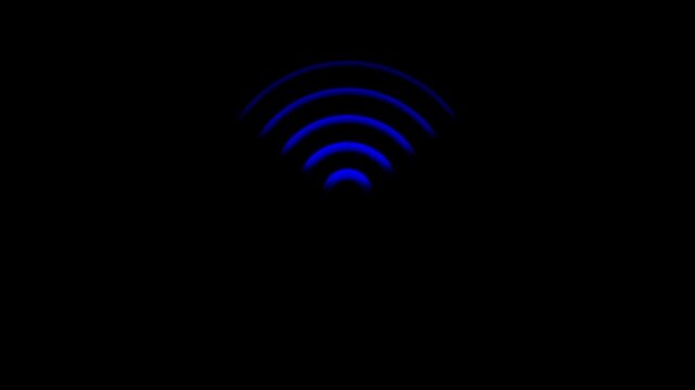 Blue color radio waves seamless animation video footage sound wave signal, radar, wave Animation of circular electric wave spreading with transparent channel. network tower produced radio wave concept