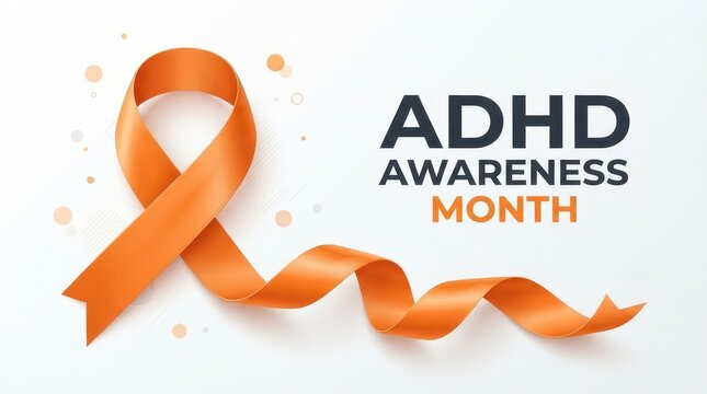 ADHD Awareness Month orange ribbon logo