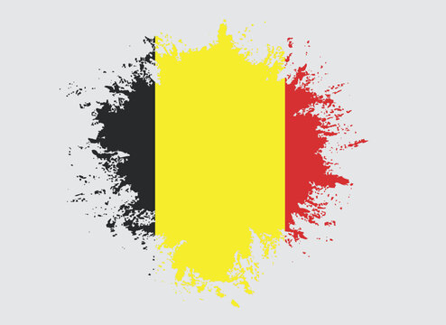 The Belgium national flag - Brush design vector and illustration with the grey background 