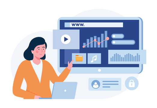 Web development. programming languages. css, html, it, ui. programmer cartoon character developing website, coding. flat illustration banner