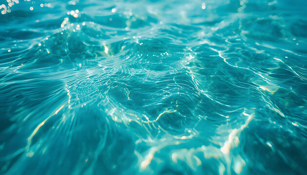 Turquoise ocean water close up showing detailed wave texture