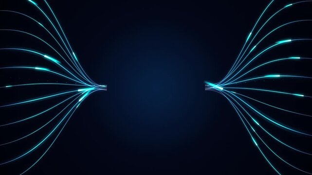 Abstract futuristic light beams converging in deep space visual design