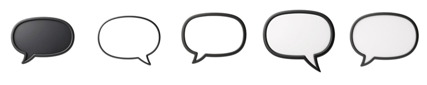 Progression of black to white speech bubbles on a black background showing the concept of changing your mind