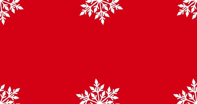 Vector animation of Christmas ornaments on a red background with copy space.