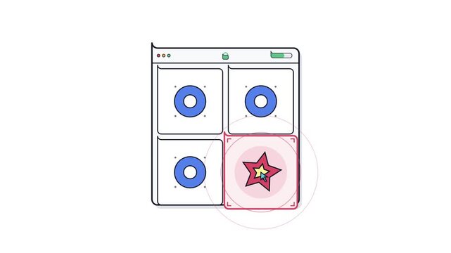 Animated software window interface showing vector shape editing with cursor click action