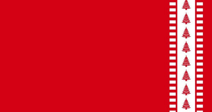 Vector animation of Christmas ornaments on a red background with copy space.
