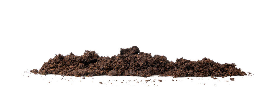 Peat soil isolated, compost pile, brown garden dirt mound