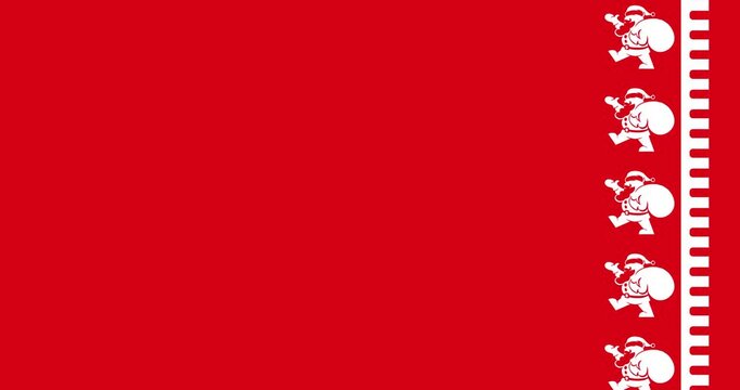 Vector animation of Christmas ornaments on a red background with copy space.