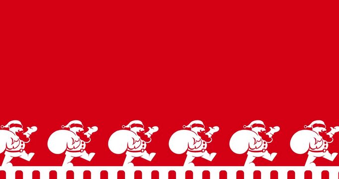 Vector animation of Christmas ornaments on a red background with copy space.