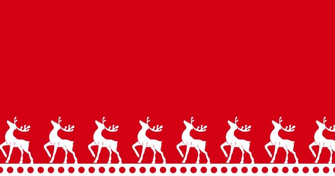 Vector animation of Christmas ornaments on a red background with copy space.