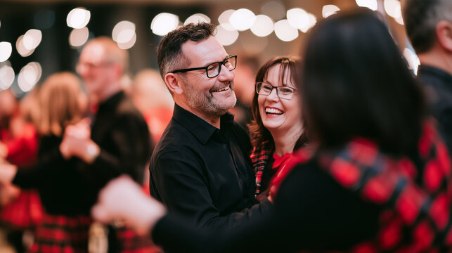 Joyful Couple Dancing at a Lively St