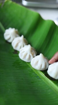 Closeup shot of Steamed Modak in the kitchen 