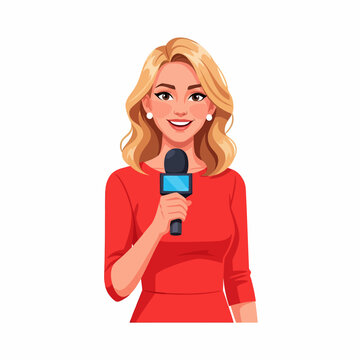 Female Interview Host Wearing Lavalier Microphone
