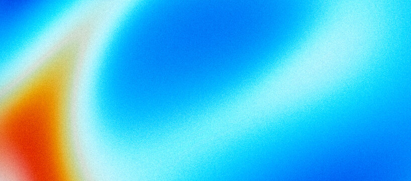 Abstract vibrant blue and orange fluid gradient background with grainy noise