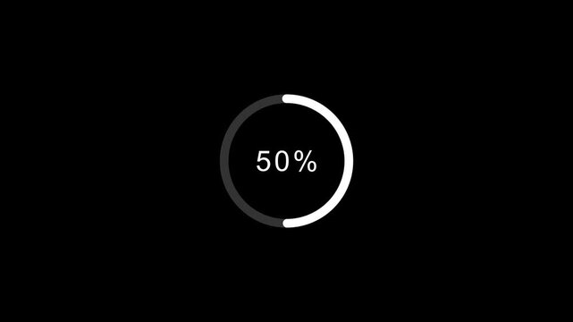 Circular progress bar showing 100 percent to 0 percent loading indicator graphic design animation.
