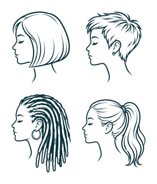 woman haircuts drawing icon - ai generated (artwork 1)