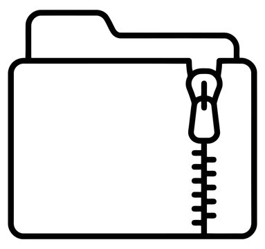 Compressed folder icon with zipper, representing file archiving, data storage, and digital compression