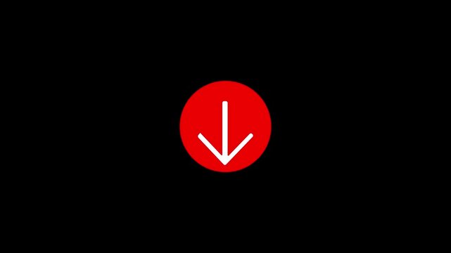 white left arrow icon inside dark green circular button white background animation.