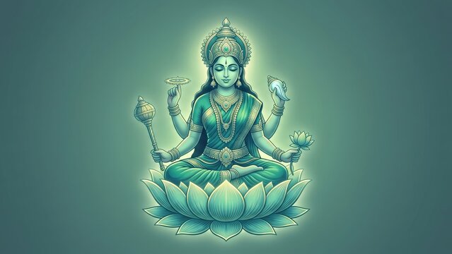 Goddess Siddhidatri &ndash; Navratri Lotus Devotional Illustration.