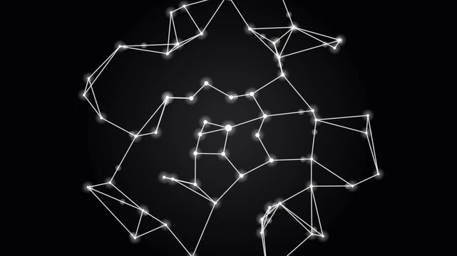 A futuristic grayscale neural constellation awakening in a dark technological space with visible nodes, connecting lines, and energy propagation.