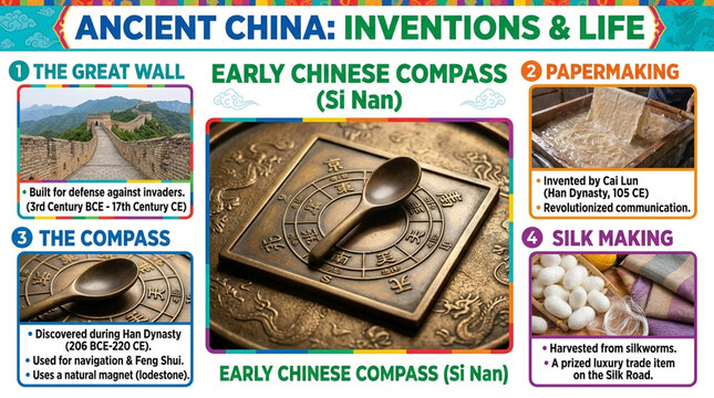 Ancient China History and Famous Inventions Educational Infographic Poster