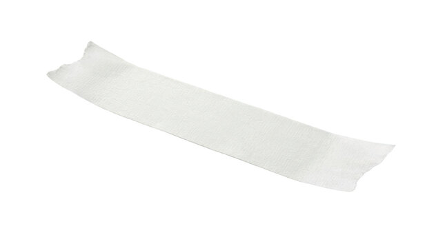 A single strip of white medical adhesive tape isolated on transparent background