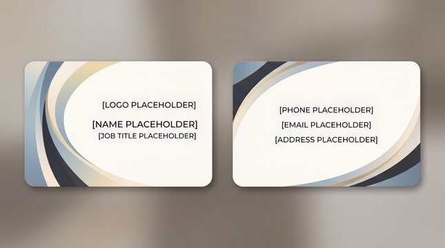 Front and back business card template with abstract curved lines
