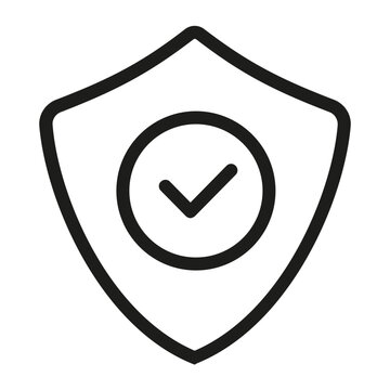 Security shield with check mark protection line icon