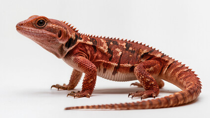Obraz premium Red Ackie Monitor Lizard Isolated on Seamless White Background