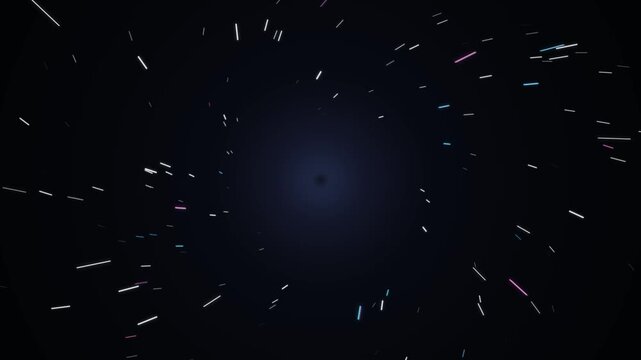 Cosmic Warp Speed Tunnel Effect with Glowing Light Streaks on a Clean Transparent Background Motio
