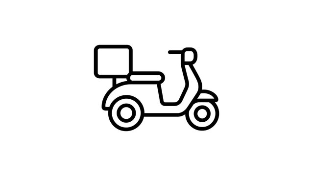 Scooter delivery icon with cargo box for fast urban transportation needs.