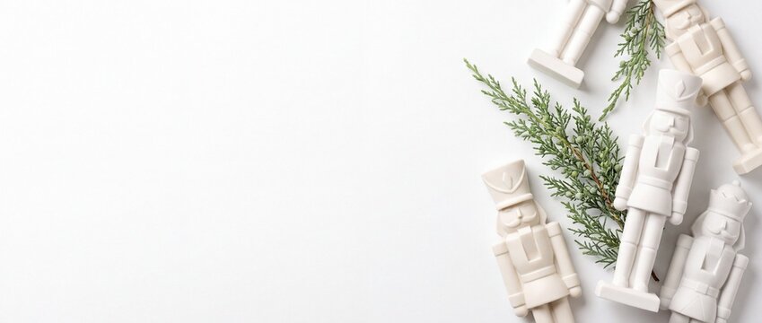 Festive Christmas Banner with Modern 3d Matte White Holiday Isolated on White Background