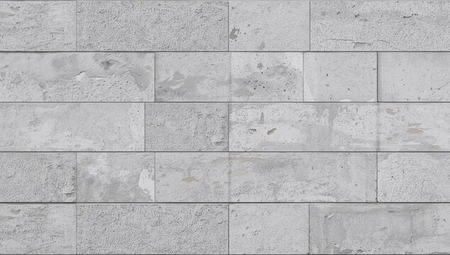 Light Grey Brick Wall with Texture and Pattern for Background or Design